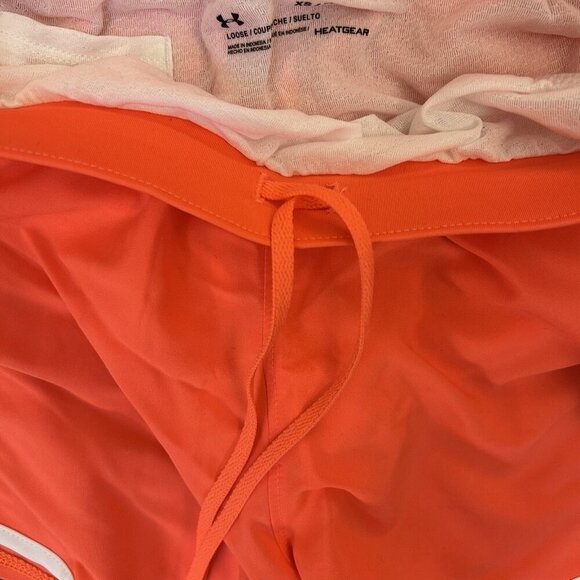 Under Armour Women's Fly By 2.0 Shorts Size XS Orange White 3 in Drawstring NWT - Picture 2 of 16